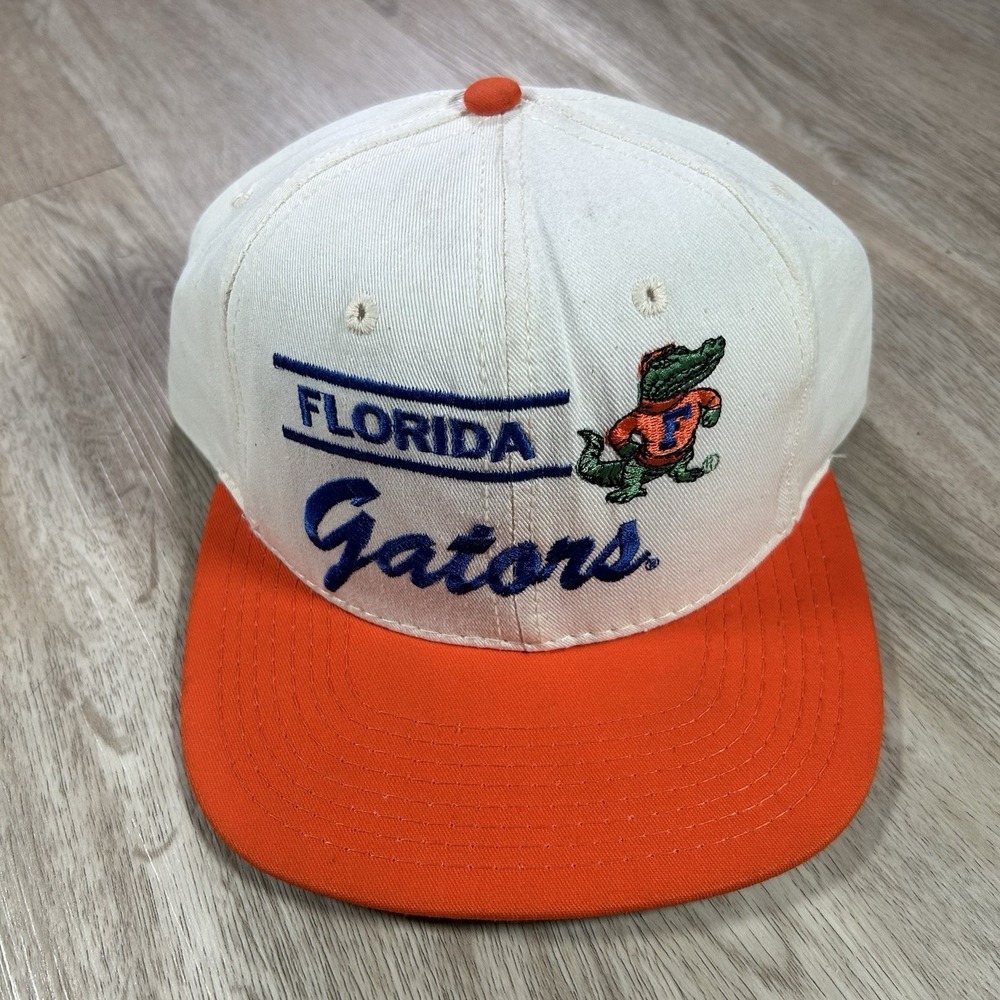 VTG Florida Gators Snapback Hat College White Orange P Cap Made in USA